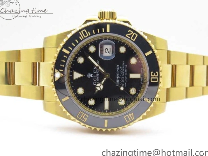 MiroTime 0111 WaterResistant Submariner 116618 LN D1F Best Edition YG Wrapped Black Dial on YG Wrapped Bracelet A 2588